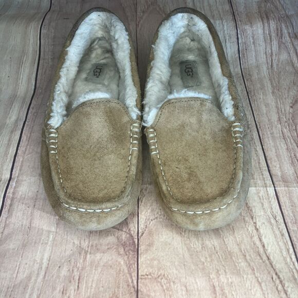 UGG slippers shoes Womens 8 beige Ansley chestnut moccasin house shoe comfort - Picture 6 of 12